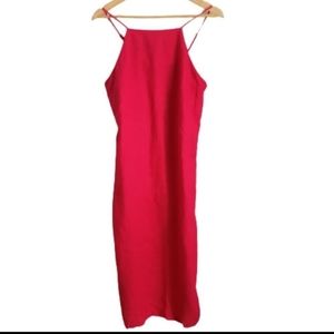 SIMONS Magenta Pink Casual Halter Top Linen Midi Dress Size Medium